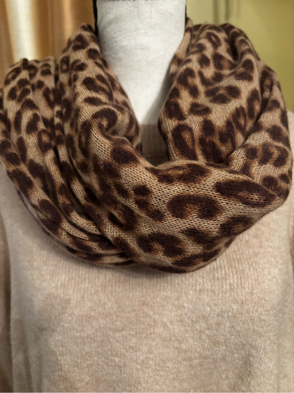 Leopard Print  Scarf - Brown and tan